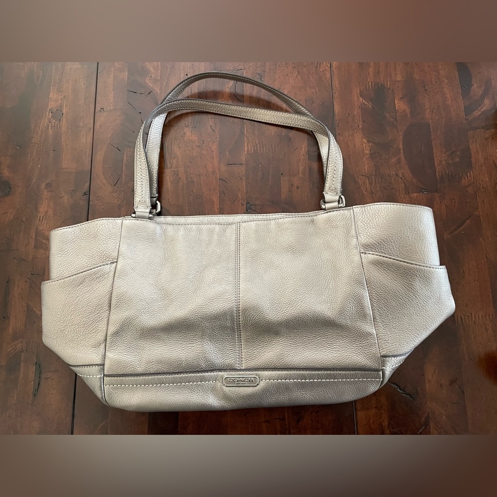Coach Pebbled Leather Satchel/Tote in Metallic Muted Gold - NoK1321-F23284